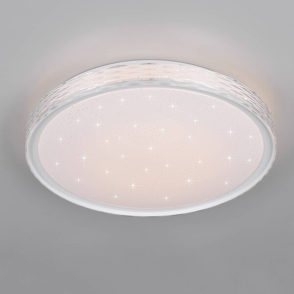Reality Leuchten LED stropní svítidlo Varda, bílé, Ø 39 cm, dálkové ovládání, stmívatelný, Bílá / opál, Ložnice, kov, Moderní