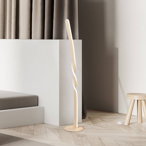 Reality Leuchten LED stojací lampa Ginko, písková, kov, výška 110 cm, Krémová / jantar, Obývací pokoj / jídelna, kov, Moderní