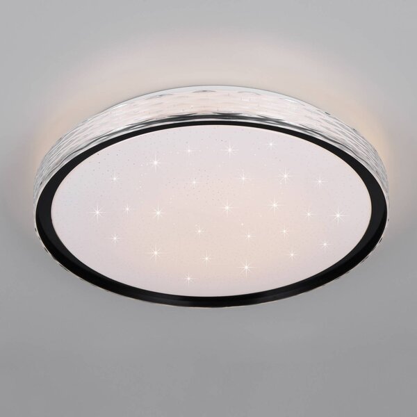 Reality Leuchten LED stropní svítidlo Varda, černé, Ø 39 cm, dálkové ovládání, stmívatelný, Černá, Ložnice, kov, Moderní