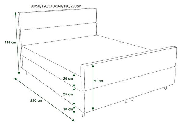 Boxspringová postel ANGELES PLUS - 200x200, světle šedá