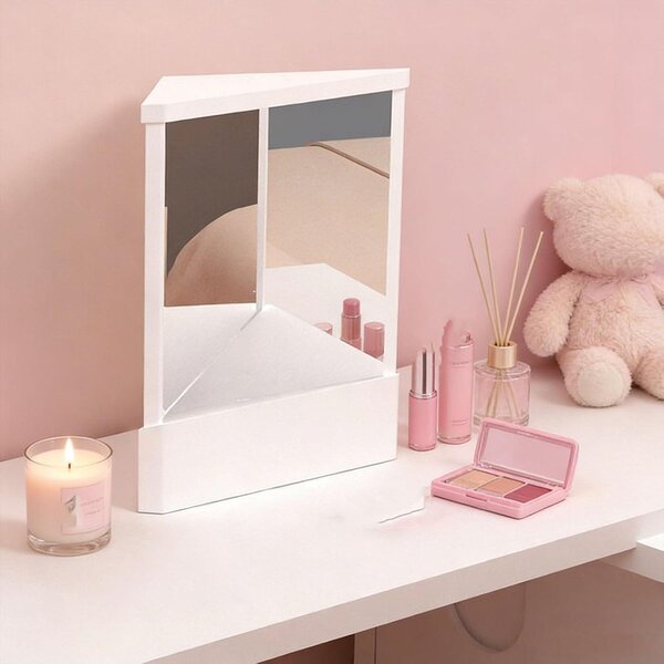 Zrcadlo na líčení, se systémem dvojitého odrazu, bílé barvy, určené pro make-up