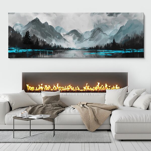 Obraz na plátně - Horskými odlesky na hladině Zult Sea FeelHappy.cz Velikost obrazu (šířka x výška): 120 x 40 cm