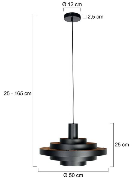 Steinhauer Závěsné světlo Halo Cirque, černé, kov, Ø 50 cm, E27, stmívatelný, Černá, Obývací pokoj / jídelna, kov, Moderní
