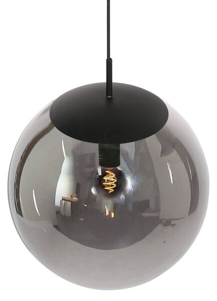 Steinhauer Závěsné světlo Bollique, černé, Ø 40 cm, sklo, 1-žárovkové, koule, stmívatelný, Hliník / šedá / zinek, Obývací pokoj / jídelna, kov, Koule