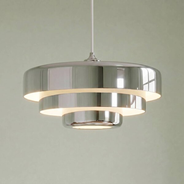 Lindby Závěsné světlo Tivra, chrom, Ø 35 cm, kov, E27, stmívatelný, Chrom / stříbro, Obývací pokoj / jídelna, kov, Design