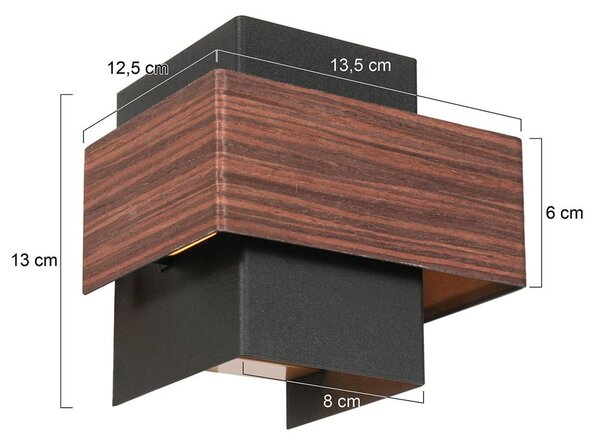 Steinhauer LED nástěnné světlo Muro 3367, dřevěný vzhled, nahoru/dolů, G9, 2 700 K, stmívatelný, Tmavé dřevo, Obývací pokoj / jídelna, kov, Moderní, Nástěnné svítidlo / světlem dolů