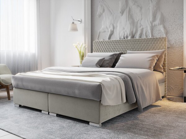 Manželská čalouněná postel HENIO COMFORT - 140x200, béžová