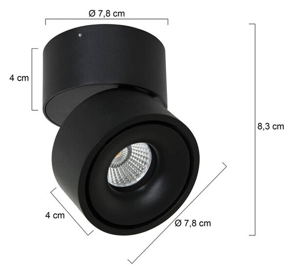 Steinhauer LED stropní bodové světlo Fez, černé, 1-bodové, kovové, otočné, stmívatelný, Černá, Obývací pokoj / jídelna, kov, Moderní