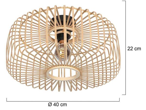 Steinhauer Stropní světlo Bloeba, Ø 40 cm, dřevo, přírodní, E27, stmívatelný, Světlé dřevo, Obývací pokoj / jídelna, Dřevo, Skandinávský