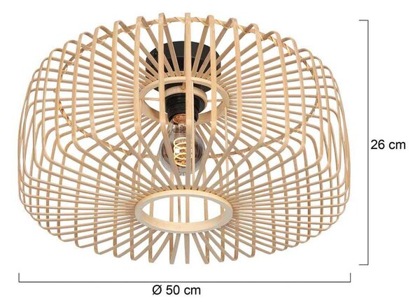 Steinhauer Stropní světlo Bloeba, Ø 50 cm, dřevo, přírodní, E27, stmívatelný, Světlé dřevo, Obývací pokoj / jídelna, Dřevo, Skandinávský