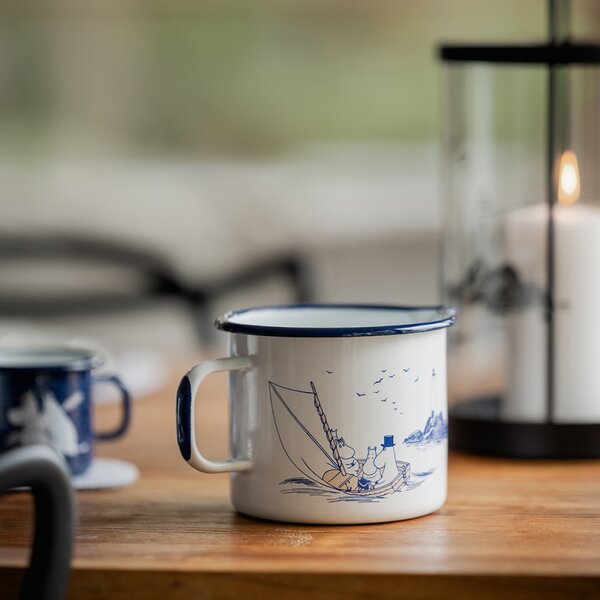 Muurla Hrnek Moomin Sailors 0,37l, smalt / bílo-modrý