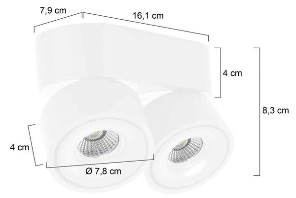 Steinhauer LED stropní bodové světlo Fez, bílé, 2-bodové, kovové, otočné, stmívatelný, Bílá / opál, Obývací pokoj / jídelna, kov, Moderní