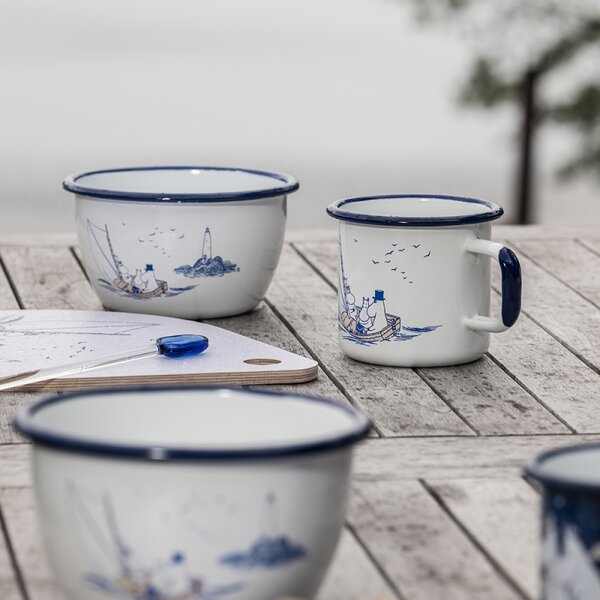 Muurla Hrnek Moomin Sailors 0,37l, smalt / bílo-modrý