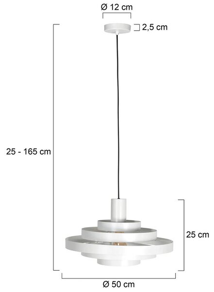 Steinhauer Závěsné světlo Halo Cirque, bílé, kov, Ø 50 cm, E27, stmívatelný, Bílá / opál, Obývací pokoj / jídelna, kov, Moderní