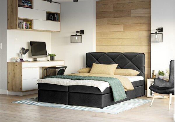 Manželská postel s úložným prostorem KATRIN - 200x200, černá