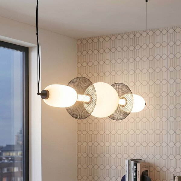 Milagro Lighting Závěsné světlo Arame, černá/bílá, sklo, délka 93,5 cm, Černá, Obývací pokoj / jídelna, Sklo, Moderní