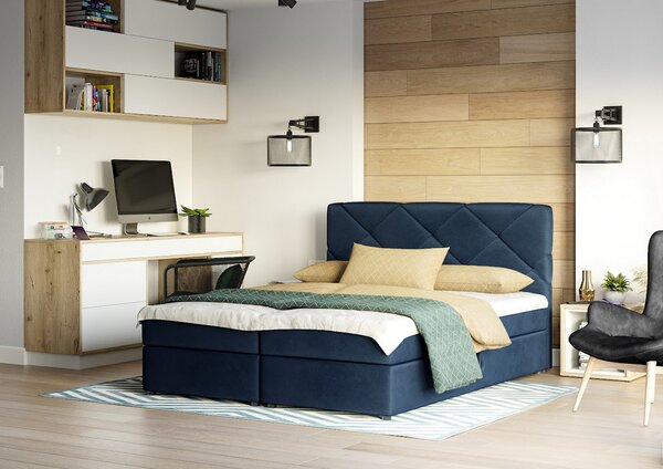 Manželská postel s úložným prostorem KATRIN - 200x200, modrá