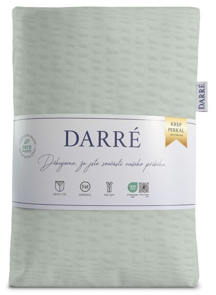 DARRÉ Krepové perkálové povlečení Jednobarevné - světle zelené Velikost: 140 x 200 + 70 x 90