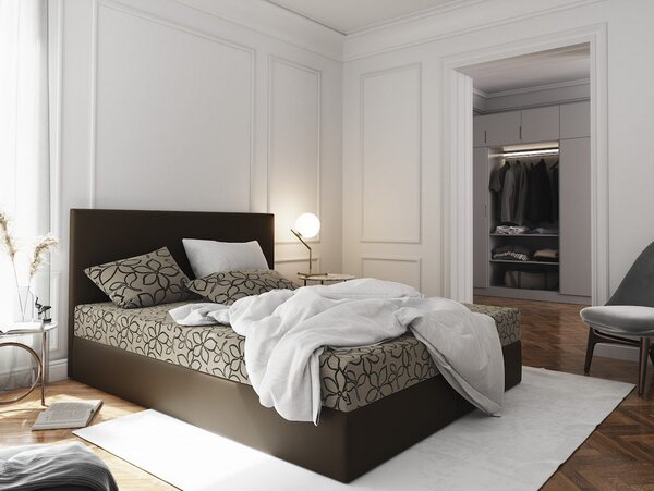 Boxspringová postel s úložným prostorem LUDMILA COMFORT - 140x200, béžová / hnědá