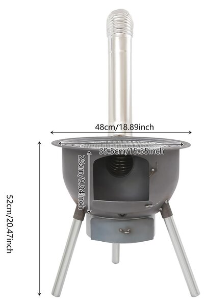 Krbová kamna multifunkční, černá barva - pro 3-6 osob - ocelová konstrukce o tloušťce 1,2 mm