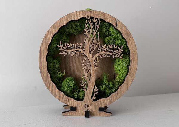 "Kříž v mechu" lampa 20x22cm provedení povrchu: dub