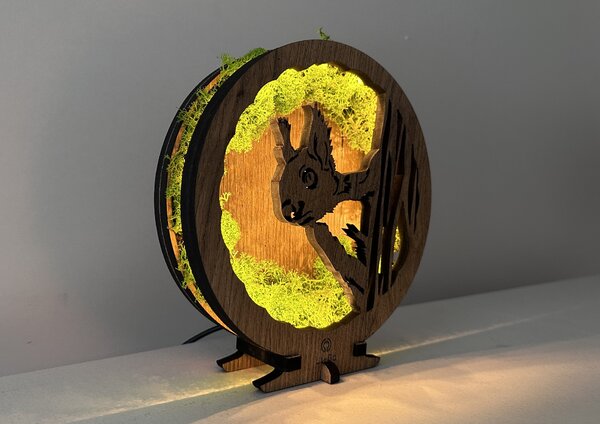 "Mechová veverka" lampa 20x22cm provedení povrchu: dub