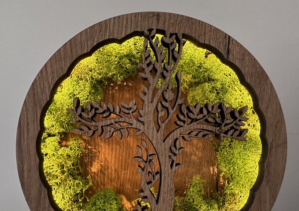 "Kříž v mechu" lampa 20x22cm provedení povrchu: dub