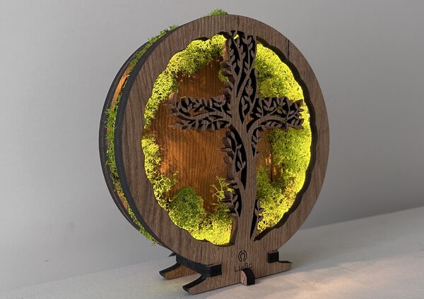 "Kříž v mechu" lampa 20x22cm provedení povrchu: dub