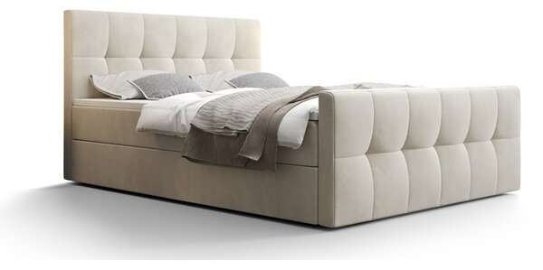 Boxspringová postel s úložným prostorem ELIONE - 200x200, béžová