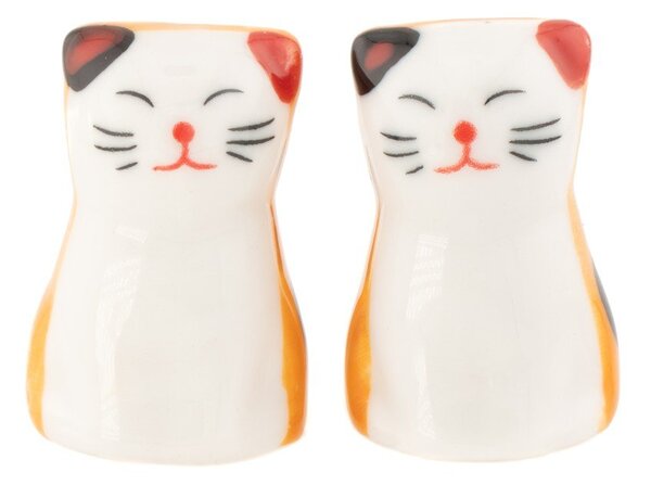Bílá/oranžová podložka na hůlky 2 ks z porcelánu pro 5 osob Cat – Sass & Belle