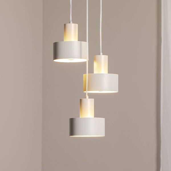 SIGMA Závěsné světlo Rif 3, taupe, kulaté, 3 žárovky, Ø 33 cm, ocel, stmívatelný, Krémová / jantar, Obývací pokoj / jídelna, kov, Moderní
