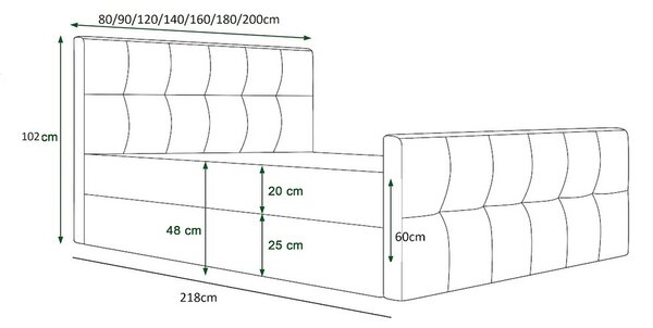 Boxspringová manželská postel VASILISA 1 - 140x200, růžová