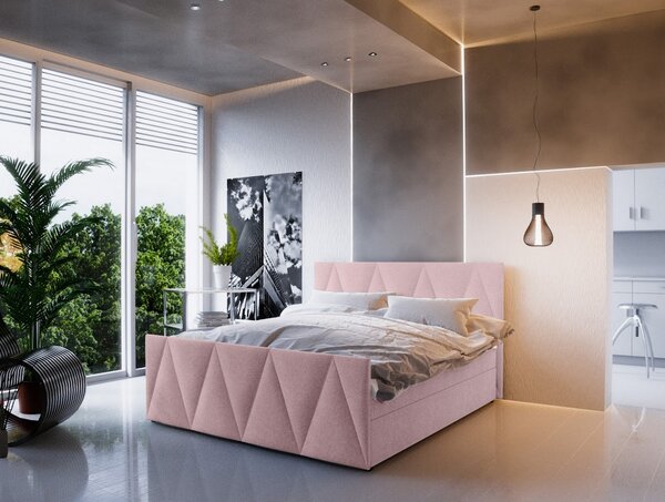 Boxspringová jednolůžková postel VASILISA 3 - 120x200, růžová