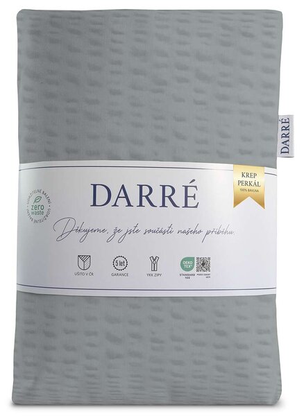 DARRÉ Krepové perkálové povlečení Jednobarevné - světle šedé Velikost: 140 x 200 + 70 x 90