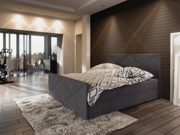 Boxspringová manželská postel VASILISA 4 - 140x200, tmavě šedá