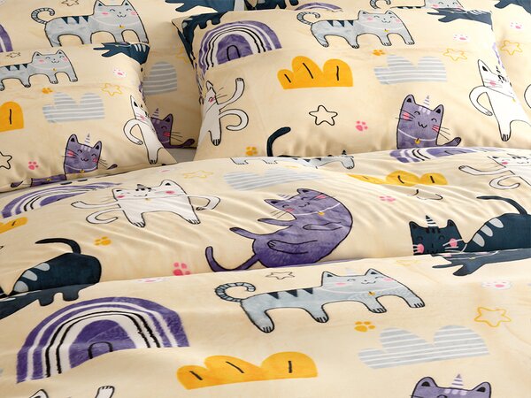 Mikroplyšové povlečení PURRSLEEP béžové Rozměr povlečení: 70 x 90 cm | 140 x 220 cm