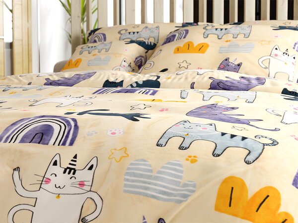 Mikroplyšové povlečení PURRSLEEP béžové Rozměr povlečení: 70 x 90 cm | 140 x 220 cm