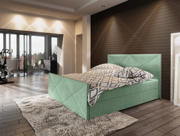 Boxspringová manželská postel VASILISA 4 - 140x200, světle zelená