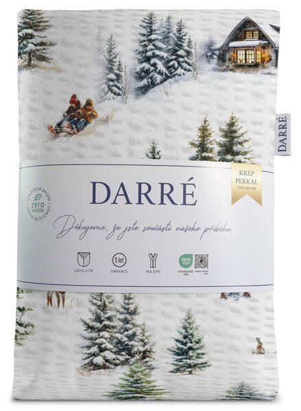 DARRÉ Krepové perkálové povlečení Vánoce na horách - duo Velikost: 140 x 200 + 70 x 90