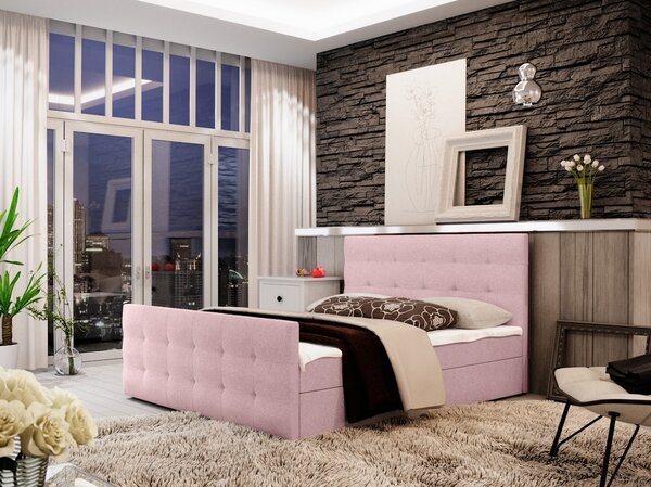 Boxspringová manželská postel VASILISA COMFORT 2 - 200x200, růžová