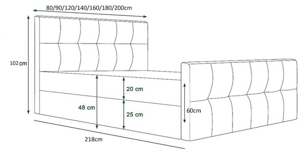 Boxspringová jednolůžková postel VASILISA COMFORT 4 - 120x200, světle zelená