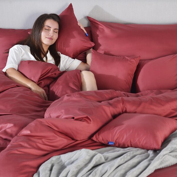 DARRÉ Saténové povlečení Red Velvet - GOTS Velikost: 140 x 200 + 70 x 90