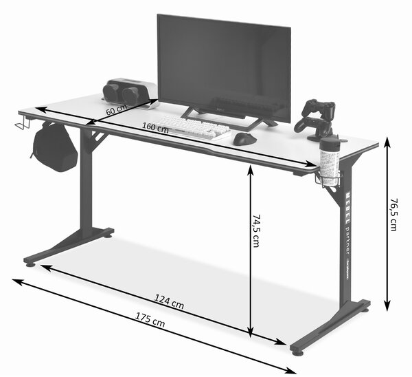 Psací stůl 160 HARO - černý / bílý