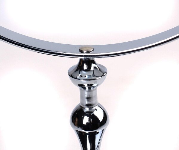 Kosmetické zrcadlo, průměr 20 cm, 5násobné zvětšení, otočné, chromované, vhodné do koupelny