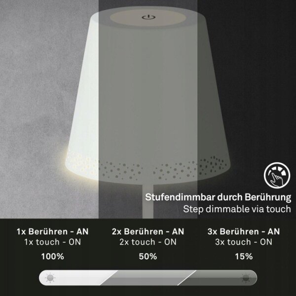 Briloner 1438016 - LED Stm. dotyková stojací lampa LED/3,5W/5V 3000K 130 cm bílá