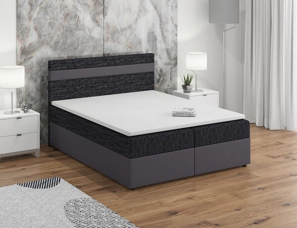 Boxspringová postel s úložným prostorem SISI - 200x200, černá / šedá
