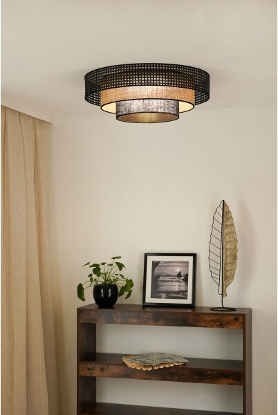 Brilagi - LED Stropní svítidlo DAKOTA LUNETA LED/12W/230V pr. 60 cm černá/ratan