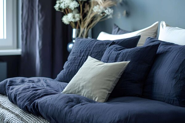 DARRÉ Mušelínové povlečení Navy Velikost: 140 x 200 + 70 x 90