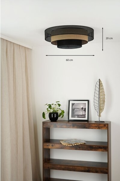 Brilagi - LED Stropní svítidlo DAKOTA LUNETA LED/12W/230V pr. 60 cm černá/ratan