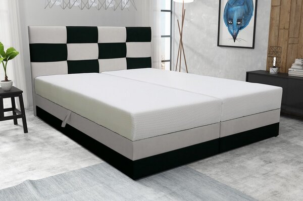 Boxspringová postel s úložným prostorem MARLEN - 120x200, antracitová / béžová